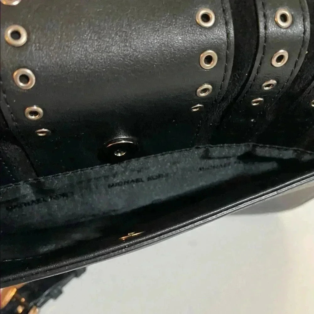 Michael kors Black leather suede crossbody handbag